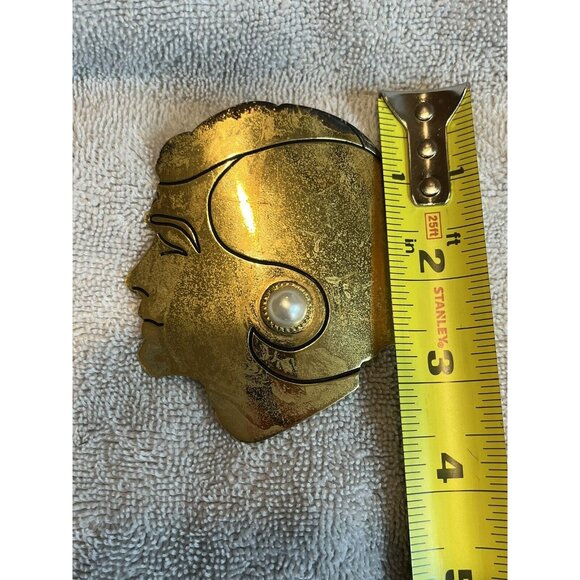 Rare 1970s Chanel Gold Colored LADYS HEAD W/ Pearl Belt Buckle (Poor Shape) - Picture 16 of 16